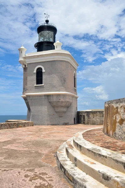 Leuchtturm am fort san felipe del morro, puerto rico — Stockfoto