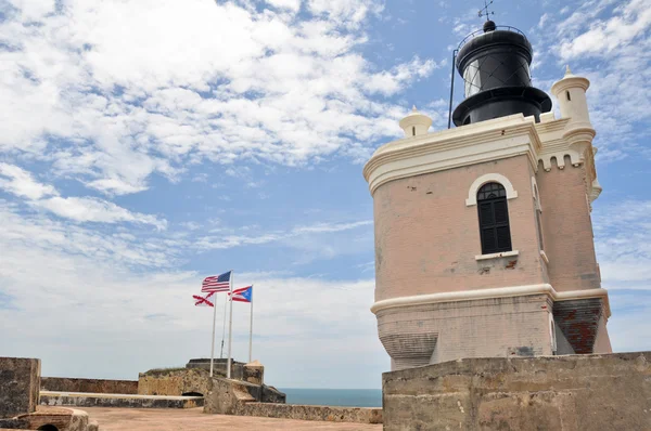 Deniz feneri fort san felipe del morro, puerto rico — Stok fotoğraf