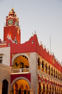 City Hall of Merica at night, Yucatan Mexico clipart