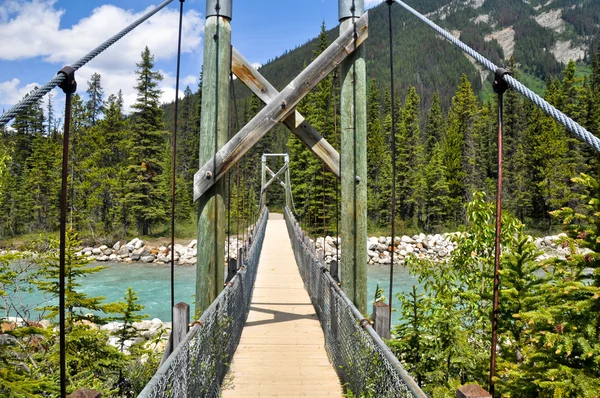 クートネー国立公園、カナダで朱色の川に架かる橋します。 — ストック写真