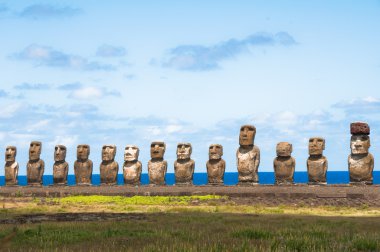 Moais at Ahu Tongariki (Easter island, Chile) clipart