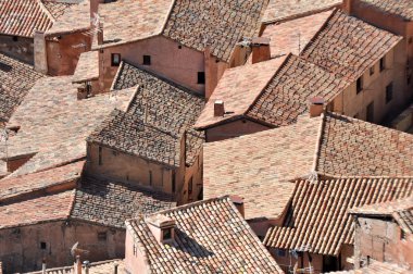 çatılar albarracin, teruel, İspanya, ortaçağ kenti