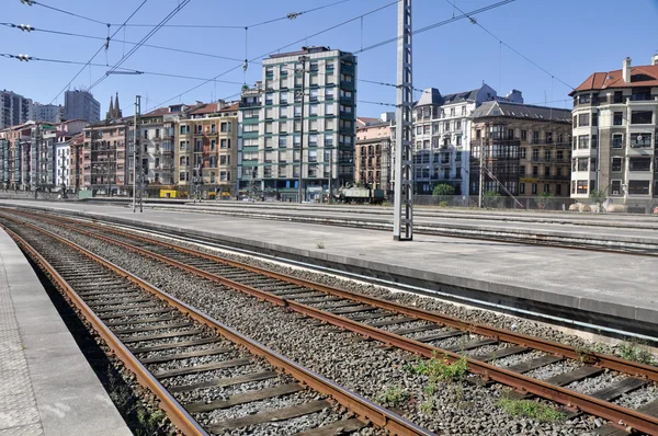 Railroad track near Abando train station, Bilbao — Stock Photo, Image