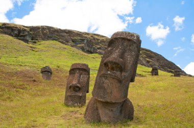 Moais at Rano Raraku volcano, Easter island (Chile) clipart