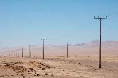 Electric power lines, desert of Chile clipart