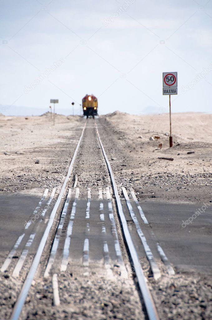 Train tracks in the desert of chile