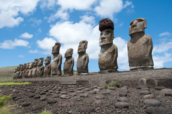 stock image Moais in Ahu Tongariki, Easter island (Chile)