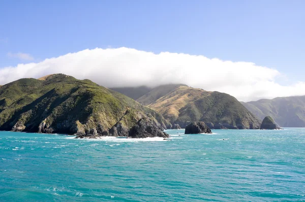 Пролив Кука, видимый с парома (Новая Зеландия) ) — стоковое фото