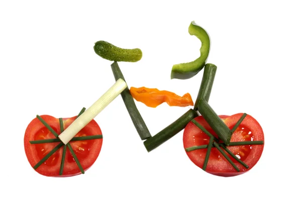 Bicicleta feita de diferentes vegetais — Fotografia de Stock