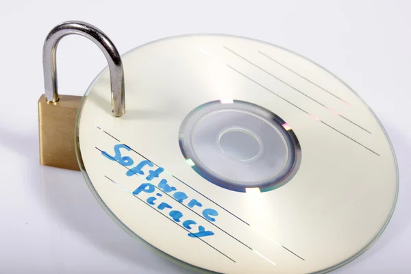 Piracy CD with padlock — Stock Photo, Image