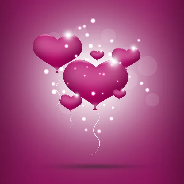 情人节的粉红色的气球心 — 图库照片