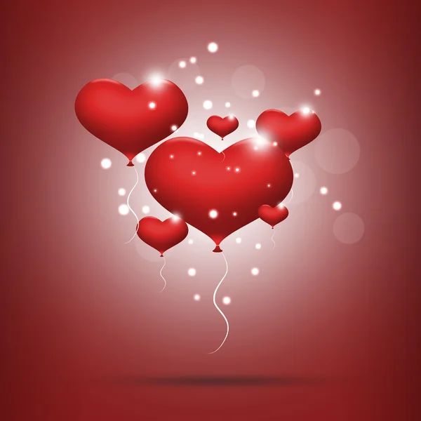 Röd ballong hjärtan — Stockfoto