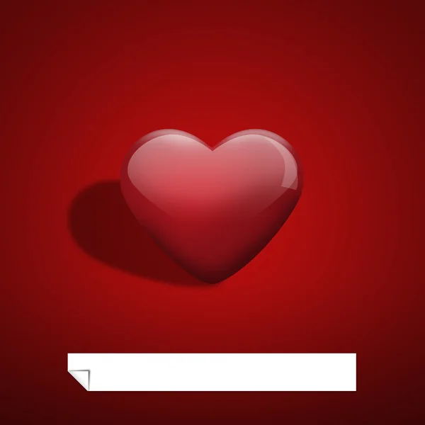 Red shiny heart width paper banner — Stock Photo, Image
