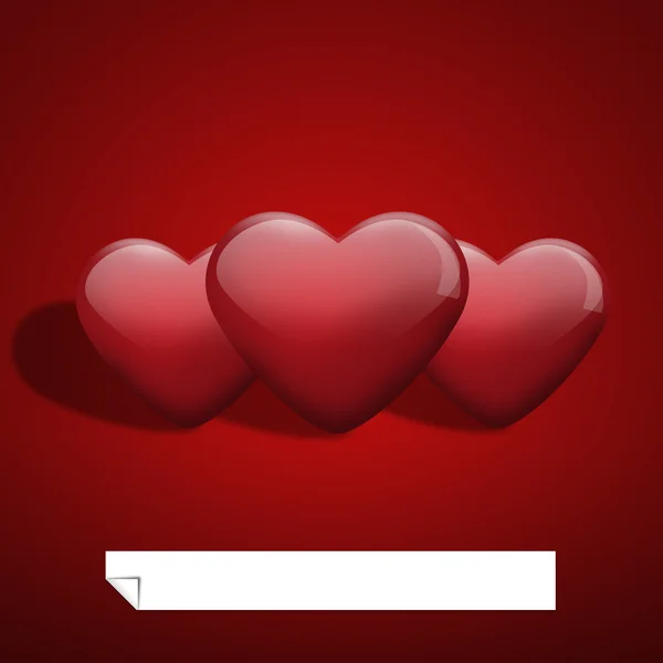 Red shiny hearts width paper banner — Stock Photo, Image