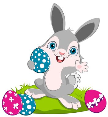 Easter Bunny width eggs clipart