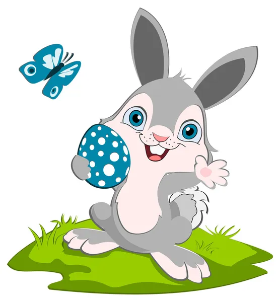 复活节兔子和一个鸡蛋 — 图库矢量图片