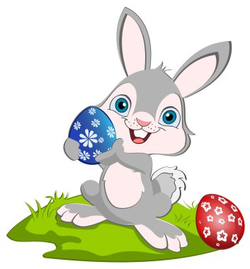 Easter Bunny and eggs clipart