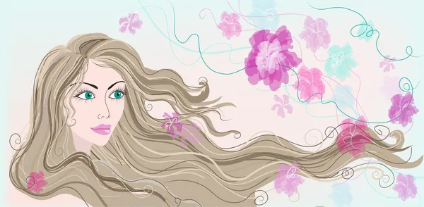 Flor chica y el viento — Vector de stock