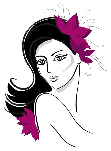 Retrato de una hermosa chica para su diseño — Vector de stock