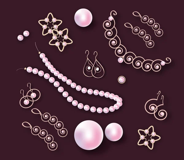 真珠の宝石類のベクトルを設定 — ストックベクタ