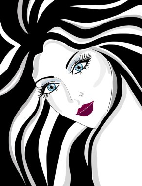 Portrait of a beautiful girl with long hair clipart