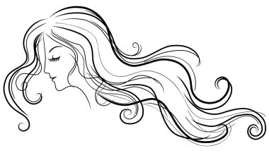 Woman with curly hair, vector