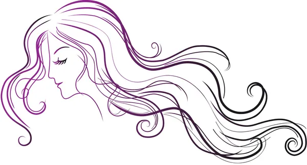 Kvinna med lockigt hår, vektor — Stock vektor