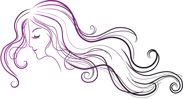 Woman with curly hair, vector