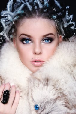 Woman in fur clipart