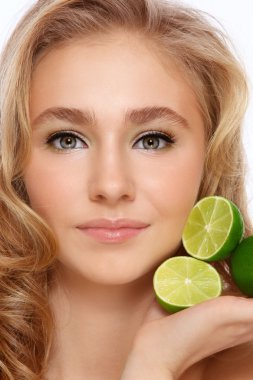 Girl with limes clipart