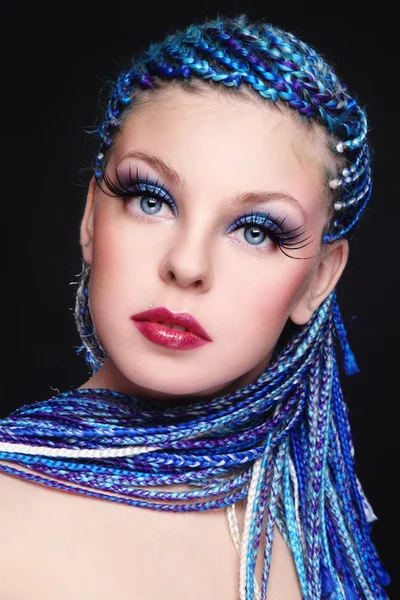 파란 머리와 아름다움 — 스톡 사진