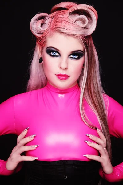 Pink catsuit — Stock Photo, Image