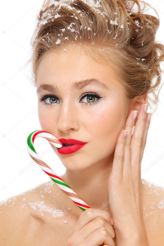Girl with candy cane