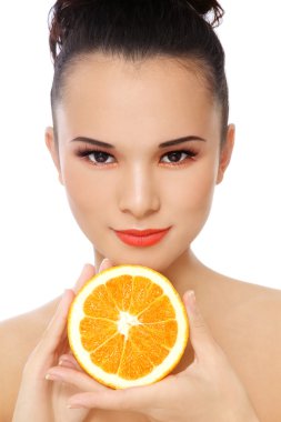 Girl with oranges clipart