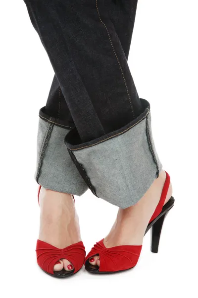 Jeans and heels — Stock Photo, Image