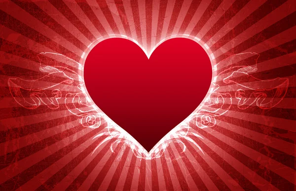 Velké srdce grunge valentine karta — Stock fotografie