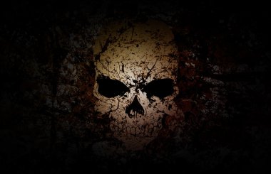 Grunge Skull Dark Background clipart