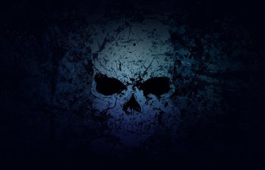 Blue Grunge Skull Dark Background clipart