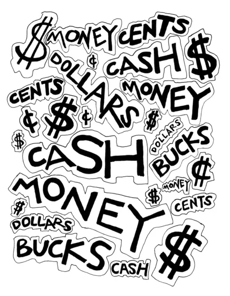 Dinero en efectivo Dólares Bucks y centavos Dibujo — Foto de Stock