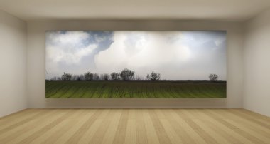 Empty room with nature picture, 3d art concept, clean space clipart