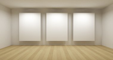 Empty gallery, 3d room clipart