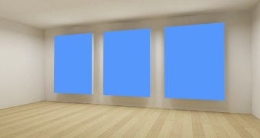 Medical room, 3d art with empty space, blue chroma key clipart