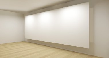 Clean gallery with white backdrop, 3d art clipart