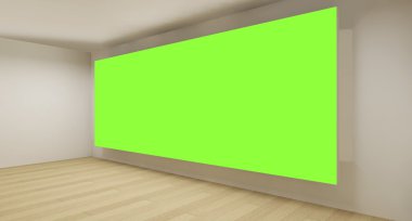 Yeşil chroma anahtar zemin, 3d sanat kavramı, temiz oda boş