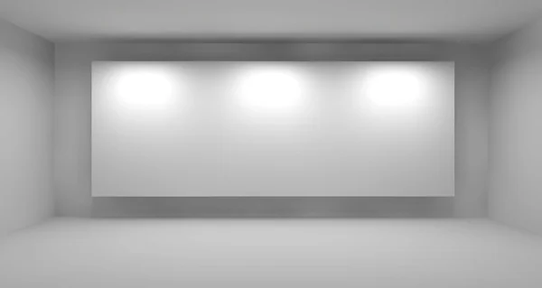 Stanza vuota con cornice bianca, concetto galleria d'arte, illustrazione 3d — Foto Stock