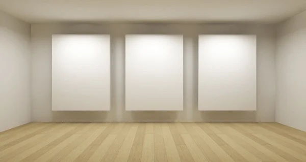 Galeria vazia, quarto 3d — Fotografia de Stock