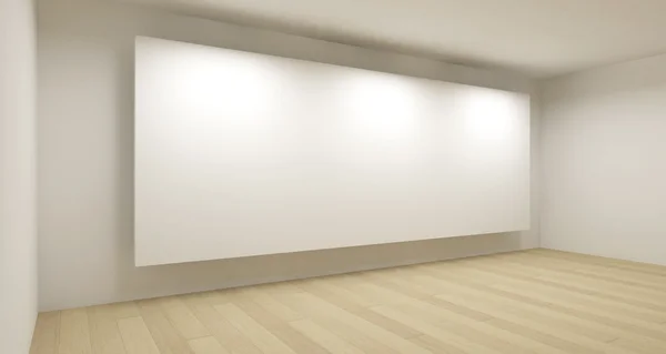 Sala de escola vazia com grande pano de fundo branco, conceito de arte 3d, espaço limpo — Fotografia de Stock