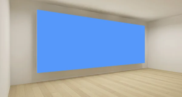 Espacio vacío con el telón de fondo azul de la llave del croma, concepto del arte 3d, limpio —  Fotos de Stock