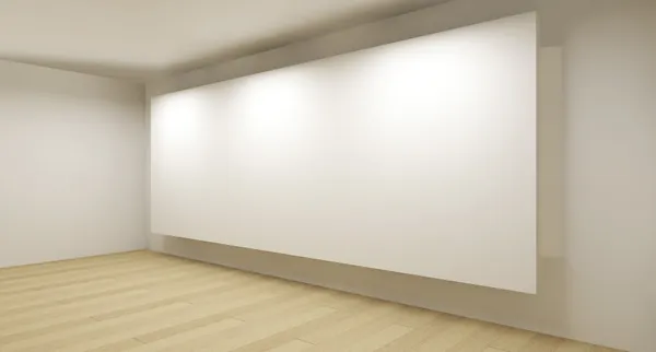 Clean gallery with white backdrop, 3d art — Stock Photo, Image