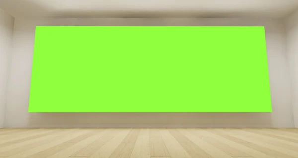 Leerer Raum mit grünem Chromaschlüssel-Hintergrund, 3D-Kunstkonzept, sauber — Stockfoto